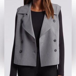 Medium Halogen Double Breasted Trench Vest Silver Smoke Grey